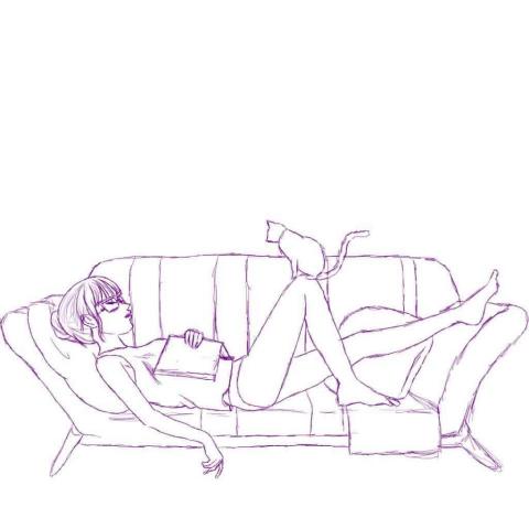 裴辰 - 有天下班很累，很想休息，也想要人陪，所以畫了只貓