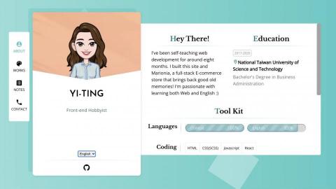 Kelsey - 個人網頁，使用React搭建，手刻 RWD (SCSS)