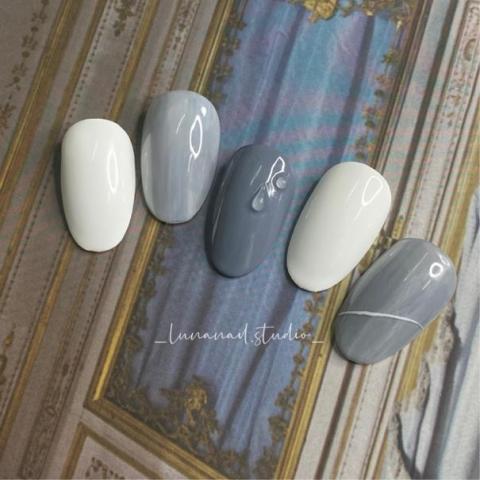 Runa Nail 體美顏 - ∿霧霾藍水滴暈染∿