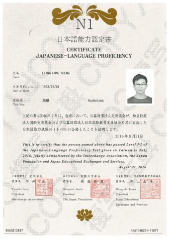 千夏翻譯 - JLPT N1證照