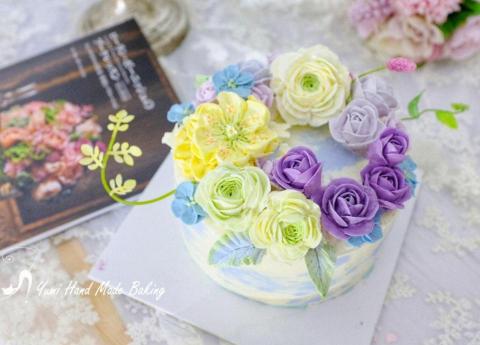 Yumi手作烘焙/韓式擠花/flowers cake/香氛蠟 - 動物鮮奶油擠花蛋糕