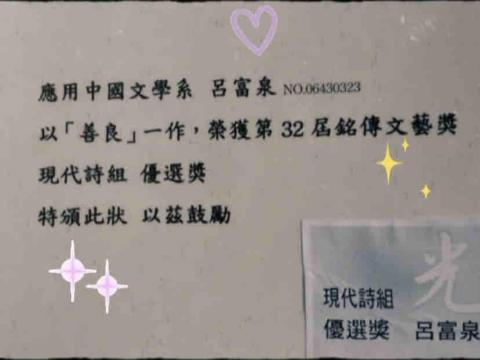 呂富泉 - 校內文學獎得獎