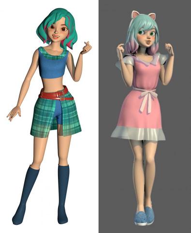 AY - 虛偶設計(角色設計,模型,材質貼圖,骨架綁定,動畫,衣料特效,渲染)