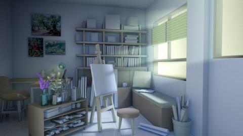 AY - 書房設計 (模型,材質,燈光,渲染)