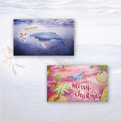 鯨島設計 ::: 52hz - 作品名稱｜2019回聲計畫（一式兩款）
表現方式｜色鉛筆、彩色印刷輸出
原作尺寸｜八開