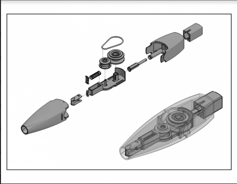 autocad2D solidworks3D - 將立可帶分解，並把所有零件繪製出來