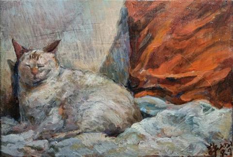 許哲維 - 貓咪油畫