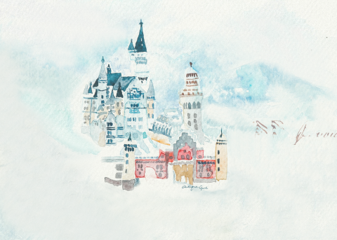 SOFI Studio - 水彩插畫-新天鵝堡