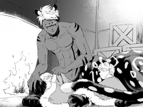 鯊魚頭 - 黑白漫畫插圖