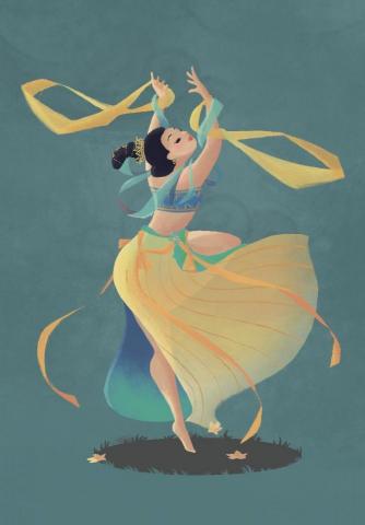 插畫師大魚 Ray Shen - 敦煌飛天之一