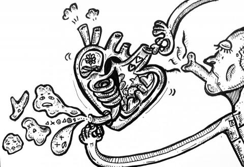 大羊飛行中 - 插畫設計-心的廢氣