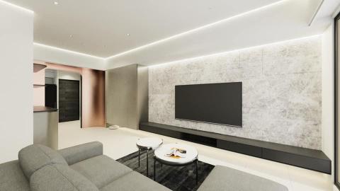 謙益建材有限公司 - 新建案裝潢
依照業主喜好及需求，加入多種不同元素讓打造低調時尚的極簡現代風，構築美感同時滿足收納機能，讓生活因設計更加精彩。