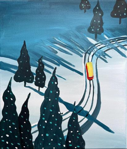 曾瓊儀 - 雪地特快車，媒材：壓克力
