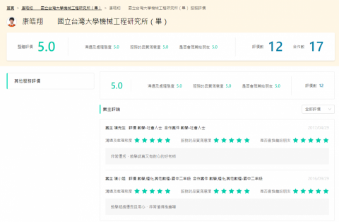 康皓翔 - 過往的全五星評價