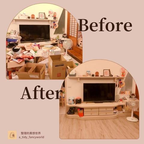 整理的異想世界 - 屋主購買後箱子堆疊，忘記買了什麼，將物品分類後，發現很多重複購買，整理可以讓您省下不少荷包