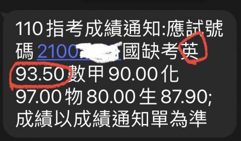 115英文學測分科英作‧會考‧英檢‧私中入學游振齊 - 指考 英文 93.5（考取 國立陽明大學 醫學系