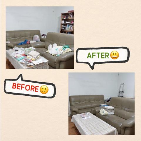 理出一隅 理出餘裕 - 客戶客廳的整理收納前後照對比