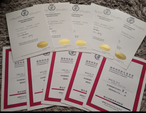 鋼琴教學 - 2020年國際鋼琴檢定學生全數通過之證書