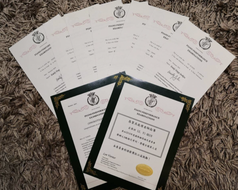 鋼琴教學 - 2019年國際鋼琴檢定學生全數通過之證書