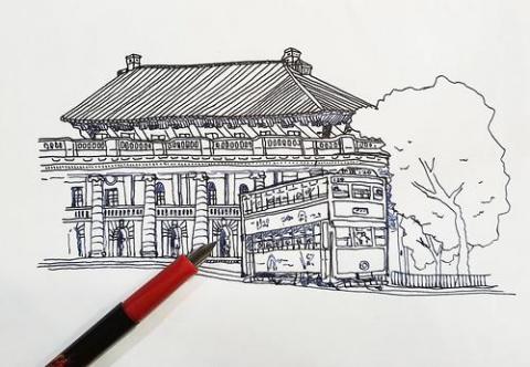 叔叔與妹妹的叔叔 - 鋼筆繪製教學範本