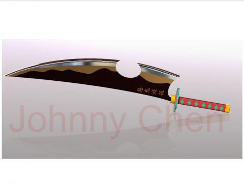JohnnyChen - 協助客戶建立鬼滅之刃中音柱的日輪刀。