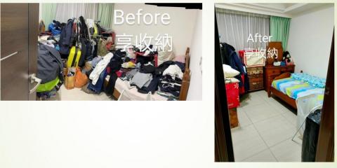 享收納 - 孩子目前小學二年級，跟著媽媽睡， 
媽媽想將這房間整理好，
給孩子一個獨立的空間，
除了將衣服摺好歸位也有調整動線
