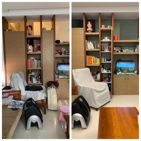 心空間-居家收納、空間及動線改造 - 案主家裡有許多大型櫃體,可惜因為櫃子深度較深造成東西不易拿取,且物品分類定位模糊,家人維護困難。
在場勘的過程我們重新討論了案主的生活習慣和動線,為他設計出適合的物品分類位置,並利用收納用品改善櫃體過深的問題,收納後整個公共空間煥然一新,孩子的玩具和大人的書籍終於可以分開置放,美麗的擺飾和爸爸的登山證明也可以重見天日。
而且因為良好直覺的分類讓家人能輕鬆維護,案主事後表示全家人都能物歸原位呢。 心空間-居家收納、空間及動線改造 - 案主家裡有許多大型櫃體,可惜因為櫃子深度較深造成東西不易拿取,且物品分類定位模糊,家人維護困難。
在場勘的過程我們重新討論了案主的生活習慣和動線,為他設計出適合的物品分類位置,並利用收納用品改善櫃體過深的問題,收納後整個公共空間煥然一新,孩子的玩具和大人的書籍終於可以分開置放,美麗的擺飾和爸爸的登山證明也可以重見天日。
而且因為良好直覺的分類讓家人能輕鬆維護,案主事後表示全家人都能物歸原位呢。