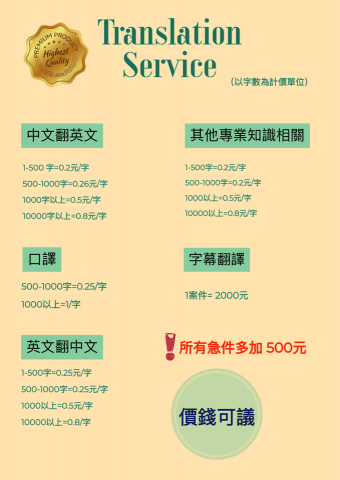 趙千環 - 翻譯報價