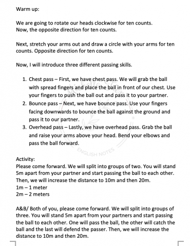 Michelle - 這裡的上課內容是協助學生的學校作業，以英文上體育課。