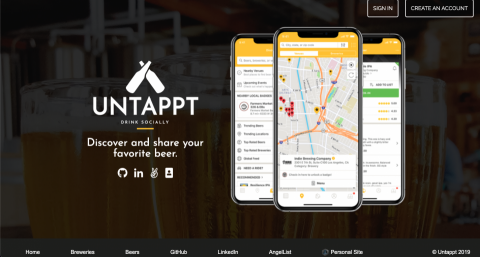 Jeff Lee - Untappt是我自己架設的全端網站，包括架設資料庫（RoR）、制訂API（REST）、前端介面架設（React）。