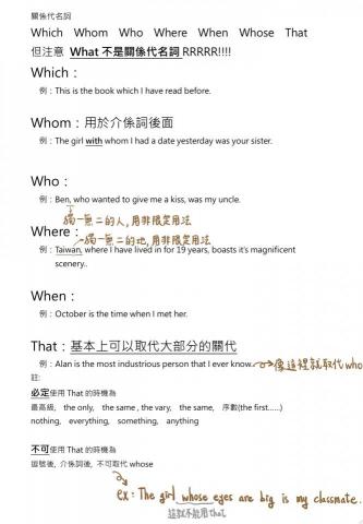 張顒顯 - 關係代名詞自製講義