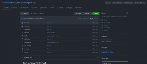 Vincent55 - 開源專案內容(TG Bot)
https://github.com/Vincent550102/file-convert-tgbot