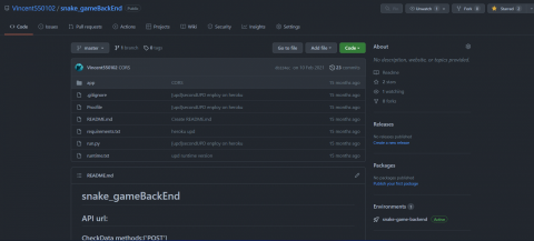 Vincent55 - 開源專案內容(Flask 後端)
https://github.com/Vincent550102/snake_gameBackEnd