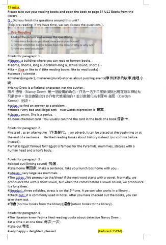 Cindy Peng - Lesson plan for U12 Books from the library in English