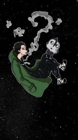 鹹魚個人插畫天地 - 我抽的那一根根菸好似粉筆，在名為夜的黑板上，寫下我對人生沒有解答的困惑。