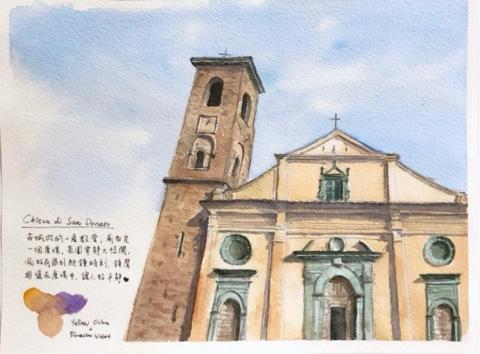 carrie0416 - 水彩：白露里治奧古城的教堂