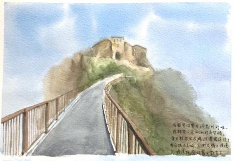 carrie0416 - 水彩：薄霧中的白露里治奧古城