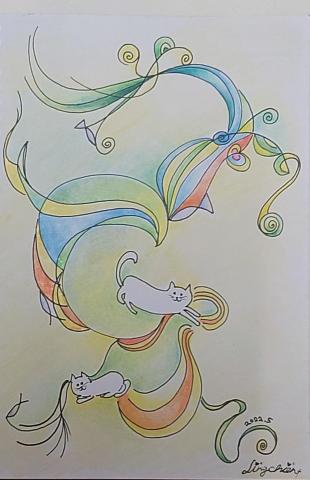 Erica - 手繪-色鉛筆-小貓咪的奇幻旅程-1