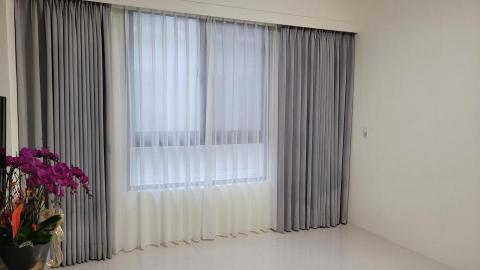 晴簾坊窗簾傢飾 - 無缝進口遮光布搭配仿麻白紗