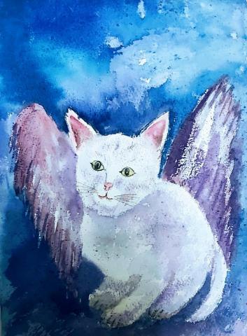 Erica - 手繪-水彩-貓咪天使