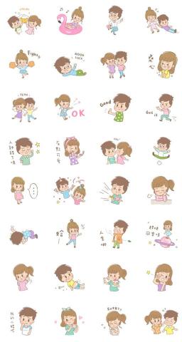 Ariel - 手繪蠟筆風與繽紛色系搭配，刻畫出情侶角色有點甜有點鬧的形象