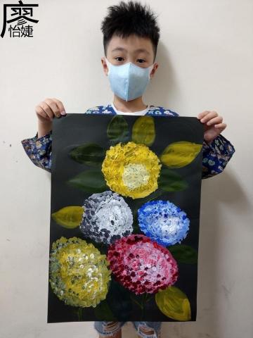 廖怡婕 -  用棉花棒作畫-繡球花