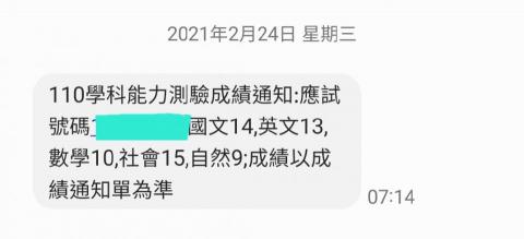 吳采樺 - 學測成績