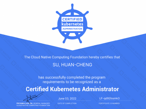 Huan Chen Su - K8S證照