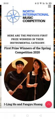 Emily Ho🙆‍♀️愛荷華大學博士在讀📙 - 2020瑞士北方音樂國際大賽，榮獲重奏組一等獎