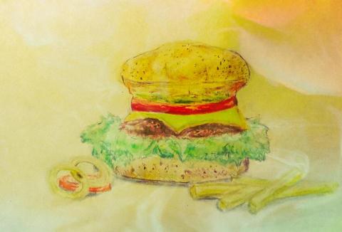 Erica - 電繪+手繪-色鉛筆-漢堡