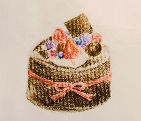 Erica - 手繪-色鉛筆-巧克力蛋糕