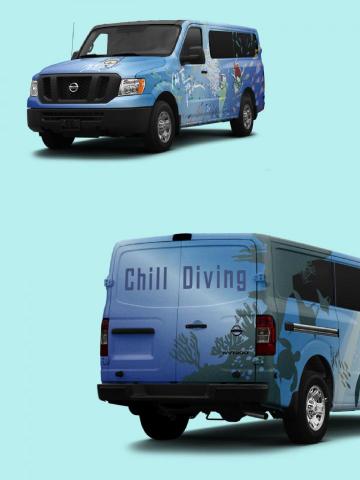 浮現設計 Present Design - 解憂潛水｜品牌識別設計、形象視覺設計、廣告用車彩繪設計