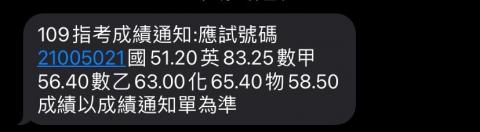 楊植鈞 - 指考成績