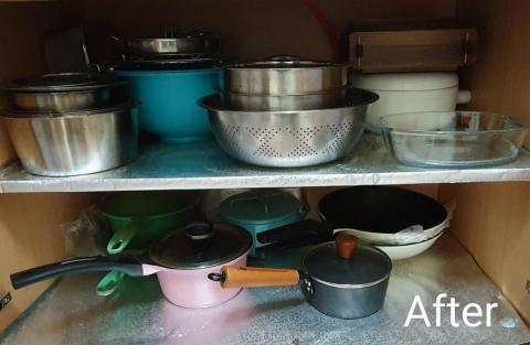 心.整理▪︎Fiona▪︎ - 依照尺寸大小收疊，騰出空間後，似乎又可以多買幾個鍋了呢！